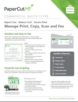 Commercial Flyer Cover, Papercut MF, A2Z Business Systems, San Fransisco, CA, Sharp, Dahle, Dealer, Reseller