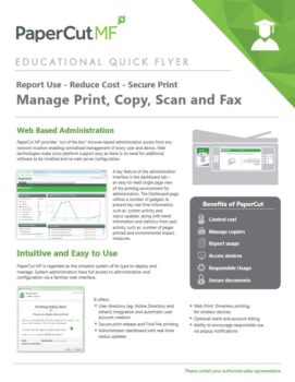 Education Flyer Cover, Papercut MF, A2Z Business Systems, San Fransisco, CA, Sharp, Dahle, Dealer, Reseller