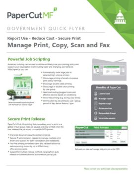 Government Flyer Cover, Papercut MF, A2Z Business Systems, San Fransisco, CA, Sharp, Dahle, Dealer, Reseller