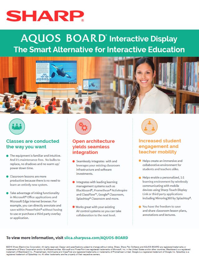 Sharp Aquos Board Education Guide, Sharp, A2Z Business Systems, San Fransisco, CA, Sharp, Dahle, Dealer, Reseller