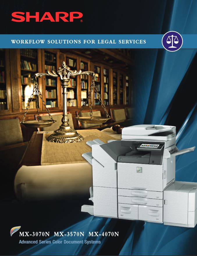 Color Advanced Legal Brochure Cover, Sharp, A2Z Business Systems, San Fransisco, CA, Sharp, Dahle, Dealer, Reseller