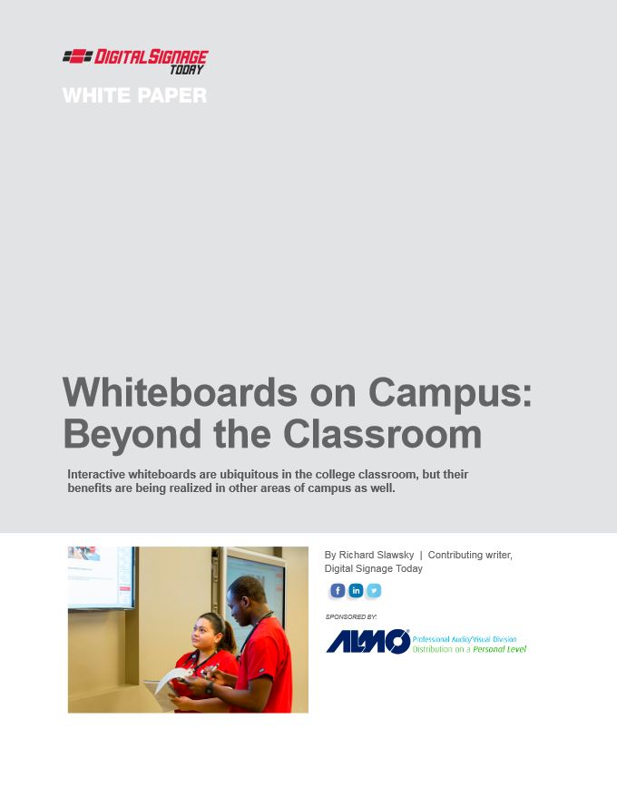 Whiteboards On Campus Pdf Cover, Aquos board, Sharp, A2Z Business Systems, San Fransisco, CA, Sharp, Dahle, Dealer, Reseller