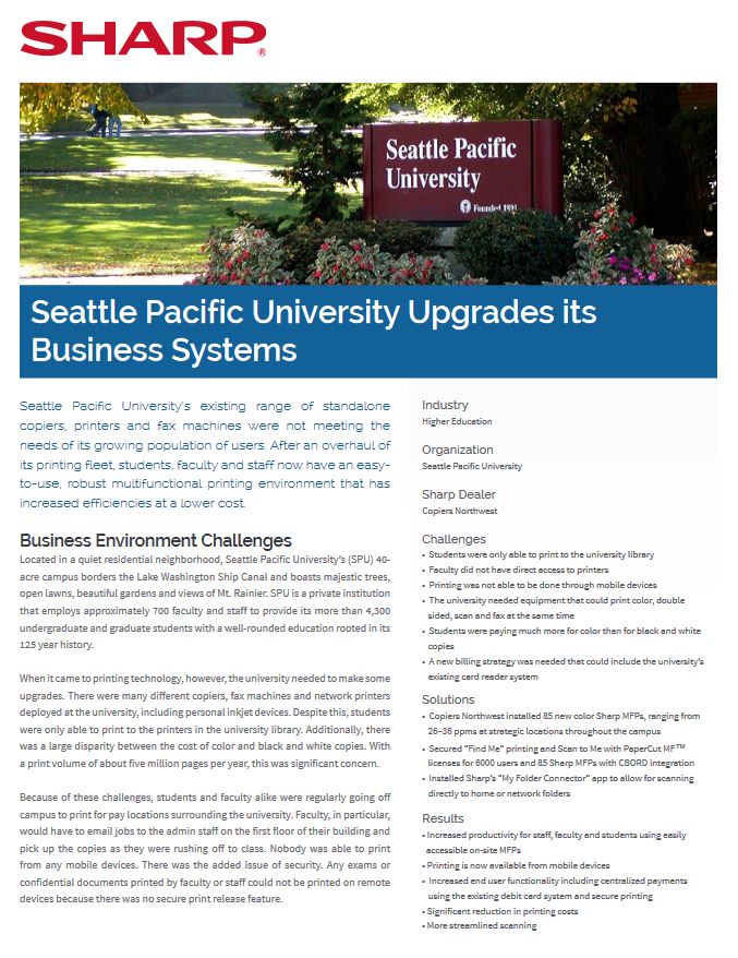 University Upgrades Its Business Systems, Sharp, A2Z Business Systems, San Fransisco, CA, Sharp, Dahle, Dealer, Reseller